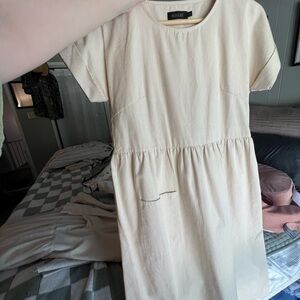 Roolee Beige Striped Dress